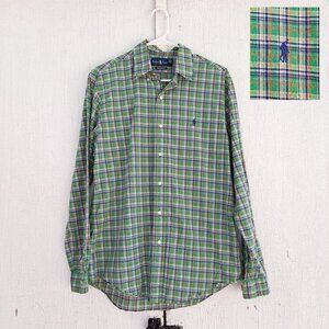 Ralph Lauren‎ Custom Fit Green Plaid Button Down M